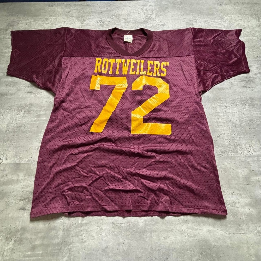 Majestic Football Jersey Mens Large Burgundy Vintage 90s Rottweilers 72 Mesh